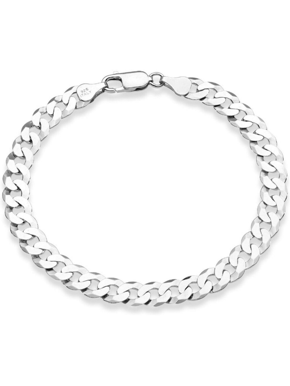 Italian Solid Diamond-Cut Cuban Link Curb Chain Bracelet for Men & Women, Unisex